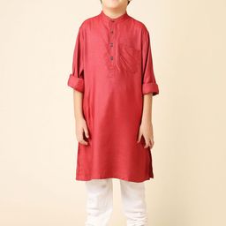 Fabindia Boys Band Collar Straight  Kurta-23
