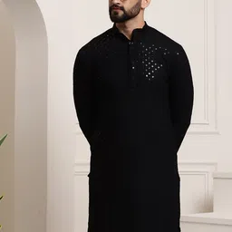 SOJANYA Self Design Thread Work Mandarin Collar Kurta-picture-13