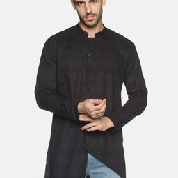 SHOWOFF Men Black Mandarin Collar Kurta-image-100