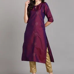 V TRADITION Keyhole Neck Floral Embroidered Sequined Kurta-45