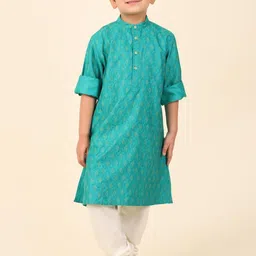 Fabindia Boys Ethnic Motifs Printed Band Collar A-Line Kurta-40