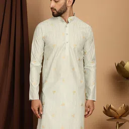 SOJANYA Geometric Woven Design Cotton Silk Kurta-image-60
