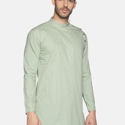 SHOWOFF Men Green Mandarin Collar Kurta-image-37