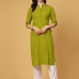 Pistaa Band Collar Cotton Kurta-picture-29