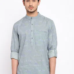 Fabindia Men Green Printed Kurta-picture-43