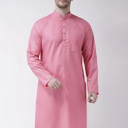 SG LEMAN Men Pink Thread Work Pure Cotton Kurta-image-33