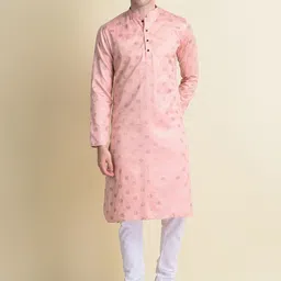 NAMASKAR Men Pink Printed Cotton Kurta-49