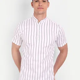 Vida Loca Striped Mandarin Collar Cotton Kurta-picture-30