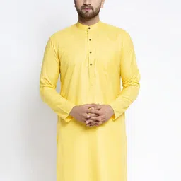 Jompers Men Yellow Solid Kurta-image-35