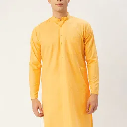 Jompers Men Yellow Solid Kurta-picture-14