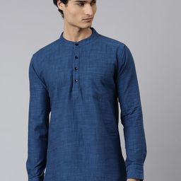 THE SOUL PATROL Band Collar Pure Cotton Short Kurta-image-47