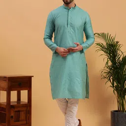 NAMASKAR Ethnic Motif Woven Design Mandarin Collar Pure Cotton Kurta-picture-29