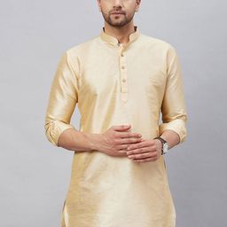 VASTRAMAY Mandarin Collar Silk Blend Straight Kurta-picture-36