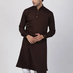 VASTRAMAY Men Coffee Brown Thread Work Kurta-picture-49