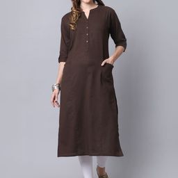 Pistaa Women Brown Solid Straight Kurta-picture-19
