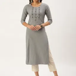 SHOWOFF Ethnic Motifs Yoke Design Beads and Stones Kurta-40