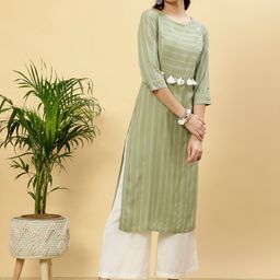 Jaipur Kurti Women Striped Thread Work Kurta-picture-50