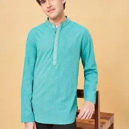 YU by Pantaloons Mandarin Collar Long Sleeves Thread Work Cotton Kurta-image-87