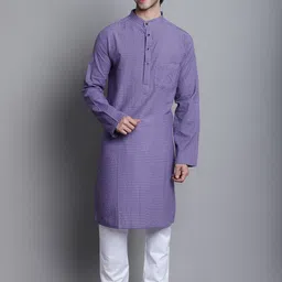 Aarsha Striped Band Collar Cotton Regular Kurta-picture-25