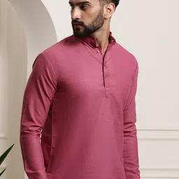 SOJANYA Mandarin Collar Roll Up Sleeves Kurta-image-63