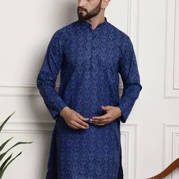 SOJANYA  Floral Printed Mandarin Collar Straight Kurta-picture-35