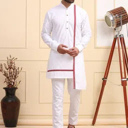 MIDAV Embroidered Thread Work  kurta with red band on front-image-89