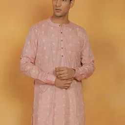 VASTRAMAY Ethnic Woven Design Pure Cotton Straight Kurta-image-88
