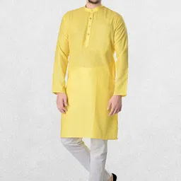 SHIWAM ETHNIX Men Yellow Straight Kurta-picture-47
