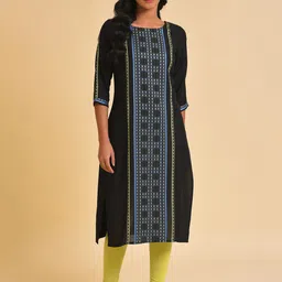 W Black Woven Design Kurta-image-72