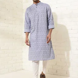 Fabindia Geometric Printed Cotton Strigth Kurta-image-70