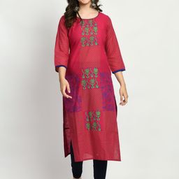 RIYA Floral Printed Cotton Straight Kurta-image-61