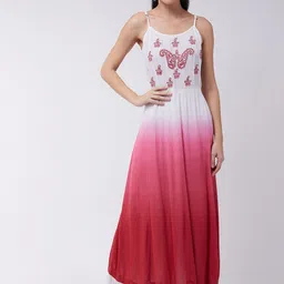 Pannkh Women Pink & White Ombre Thread Work Strappy Kurta-picture-13