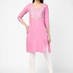 R&B Round Neck Floral Embroidered Thread Work Kurta-image-65