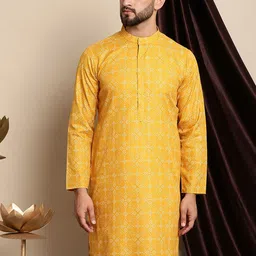 Anouk Ethnic Motifs Printed Mandarin Collar Cotton Linen Kurta-image-83