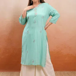Vishudh Plus Size Embroidered Straight Kurta-picture-4