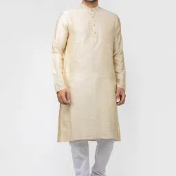 TATTVA Men Cream-Coloured Solid Kurta-51