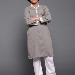 Aks Kids Boys Geometric Embroidered Thread Work Mandarin Collar Straight Kurta-28