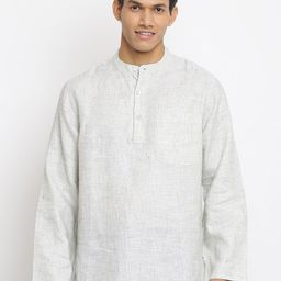 Fabindia Men Grey Woven Design Kurta-picture-57