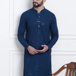 SOJANYA Embellished Mandarin Collar Pure Cotton Kurta-image-75