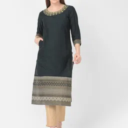 Span Women Green Geometric Thread Work Kurta-picture-54