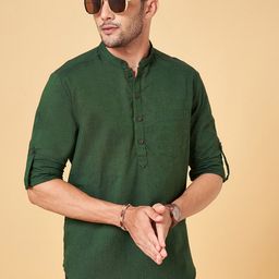 indus route by Pantaloons Mandarin Collar Cotton Straight Kurta-21