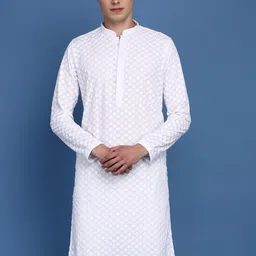 Sanwara Ethnic Motifs Embroidered Straight Cotton Kurta-18