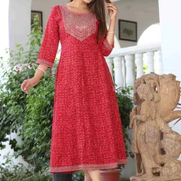 KALINI Floral Printed Thread Work Kurta-picture-24