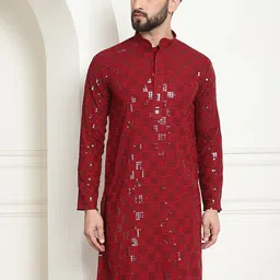 SOJANYA Geometric Embroidered Sequinned Pure Cotton Kurta-27