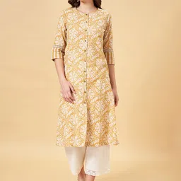 RANGMANCH BY PANTALOONS Floral Printed Round Neck A-Line Kurta-18