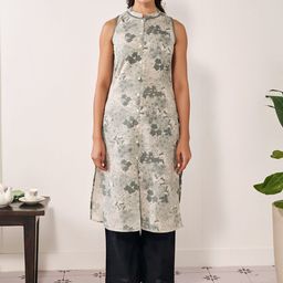 anayna Floral Printed Thread Work Cotton A-Line Kurta-picture-28
