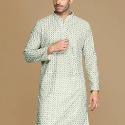 Sanwara Geometric Printed Mandarin Collar Sequined Kurta-image-8