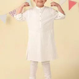 Fabindia Boys Floral Printed Cotton Band Collar Straight Kurta-picture-38