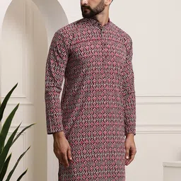 SOJANYA Geometric Printed Mandarin Collar Pure Cotton Kurta-image-45