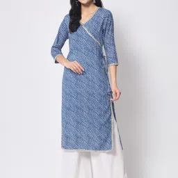 KALINI Leheriya Printed V-Neck Gotta Patti Angrakha Kurta-picture-12